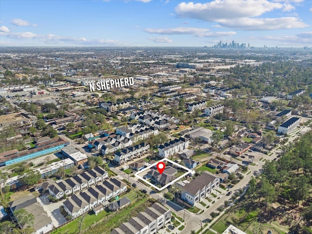 929 Oak St, Houston, TX 77018 - aerial overview of property's location featuring nearby urban area