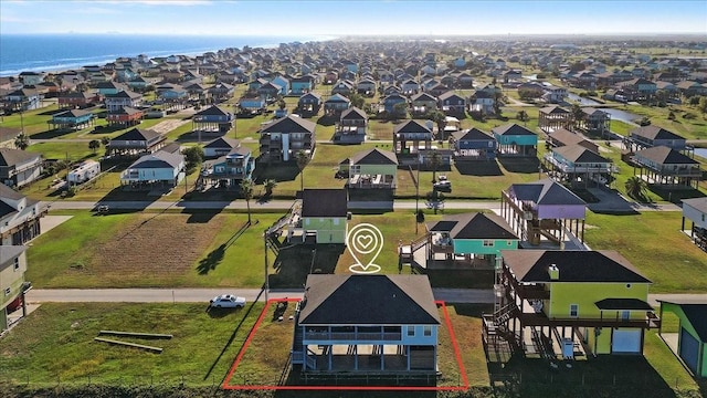 aerial view of residential area with property boundaries highlighted