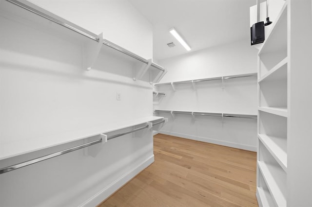 walk in closet with light wood-type flooring