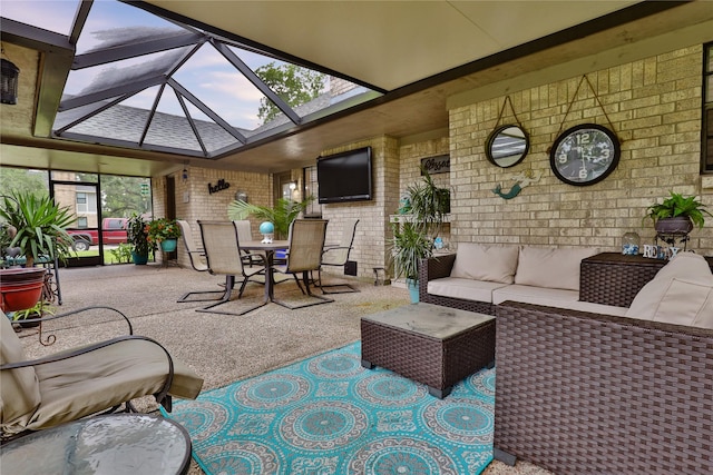 sunroom with a skylight