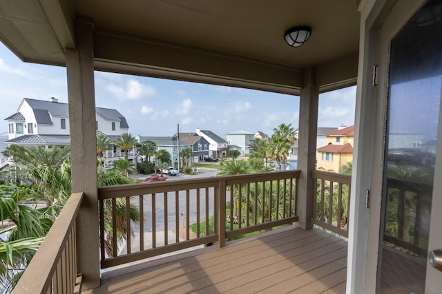 deck with a residential view