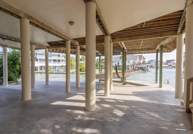 view of patio / terrace with a water view