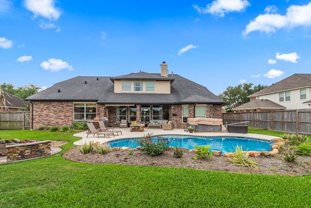 1886 Pampas Trail Dr, Friendswood, TX 77546 - view of pool with a jacuzzi, an outdoor living space, and a patio