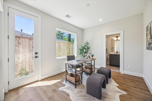 526 Janisch Rd, Houston, TX 77018 - home office featuring wood finished floors, baseboards, and recessed lighting