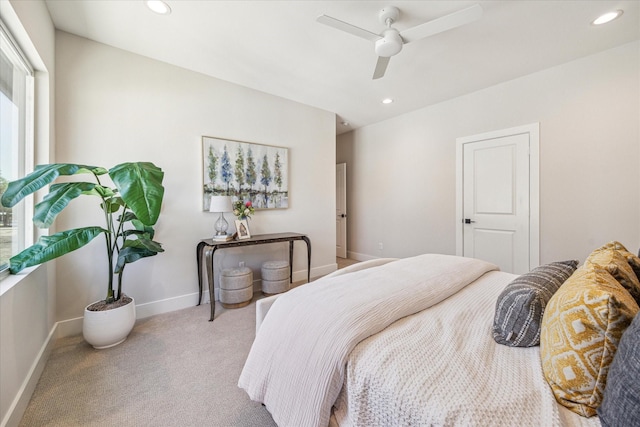 526 Janisch Rd, Houston, TX 77018 - bedroom with recessed lighting, carpet, a ceiling fan, and baseboards