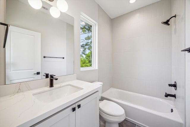 526 Janisch Rd, Houston, TX 77018 - bathroom featuring plenty of natural light, toilet, shower / bathtub combination, and vanity