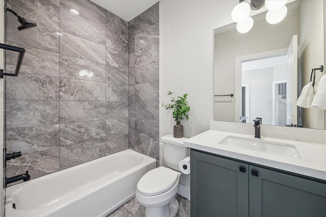 526 Janisch Rd, Houston, TX 77018 - full bathroom featuring toilet, vanity, marble finish floors, and shower / bath combination