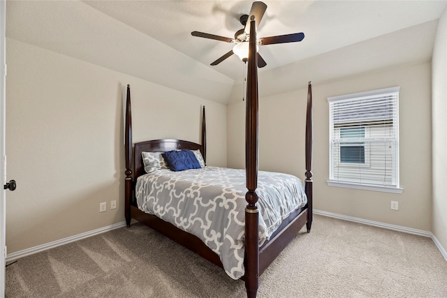 18814 Luby Creek Dr, Cypress, TX 77433 - carpeted bedroom with baseboards, lofted ceiling, and a ceiling fan