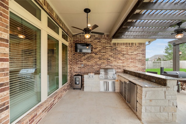 18814 Luby Creek Dr, Cypress, TX 77433 - view of patio / terrace with ceiling fan and a pergola