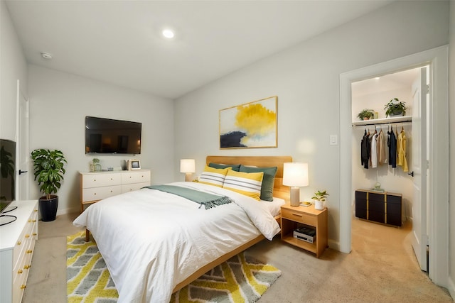 820 Dawn Redwood Ct, Conroe, TX 77304 - bedroom with light carpet, a spacious closet, baseboards, a closet, and recessed lighting