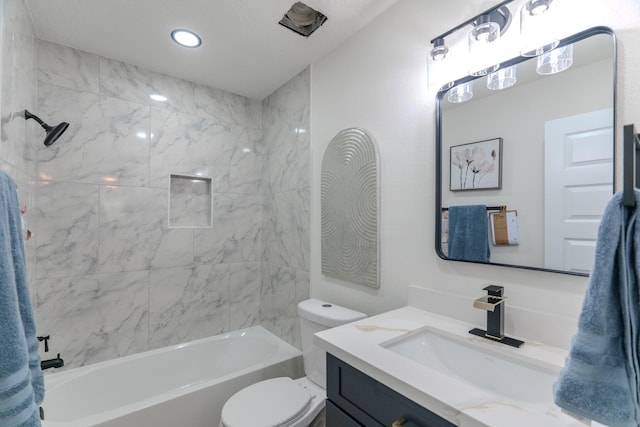 3618 Tamfield Dr, Houston, TX 77066 - full bathroom with toilet, bathtub / shower combination, and vanity