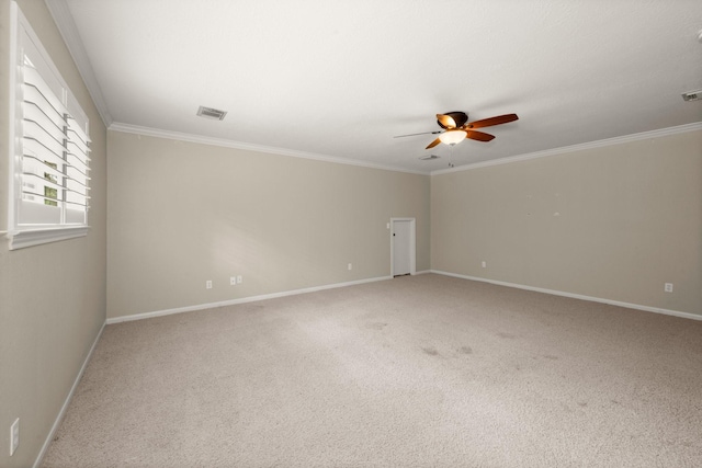 10 Hollow Glen Ln, Tomball, TX 77375 - carpeted spare room featuring ceiling fan, baseboards, and ornamental molding