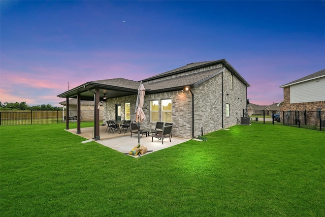 2108 Eagle Nook Dr, Texas City, TX 77568 - back of property featuring ceiling fan, a patio area, a shingled roof, and central air condition unit