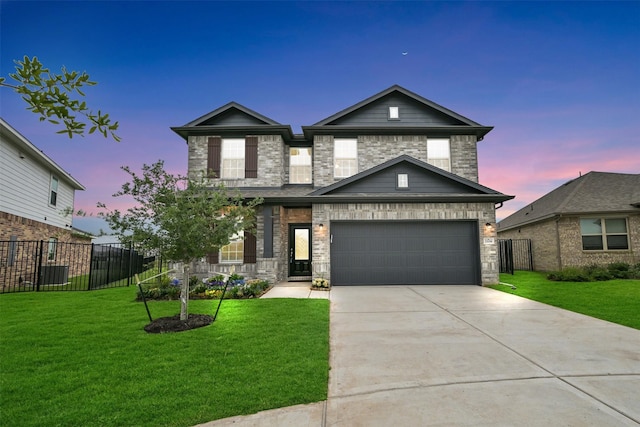 2108 Eagle Nook Dr, Texas City, TX 77568 - modern home featuring concrete driveway, a garage, and stone siding