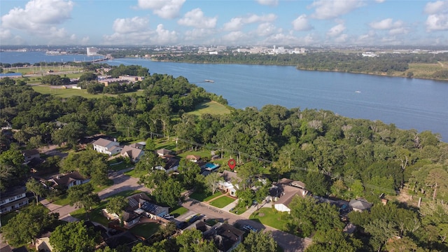 aerial overview of property's location with a nearby body of water