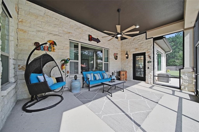 14710 Turquoise Ct, Willis, TX 77378 - view of patio / terrace featuring outdoor lounge area and ceiling fan