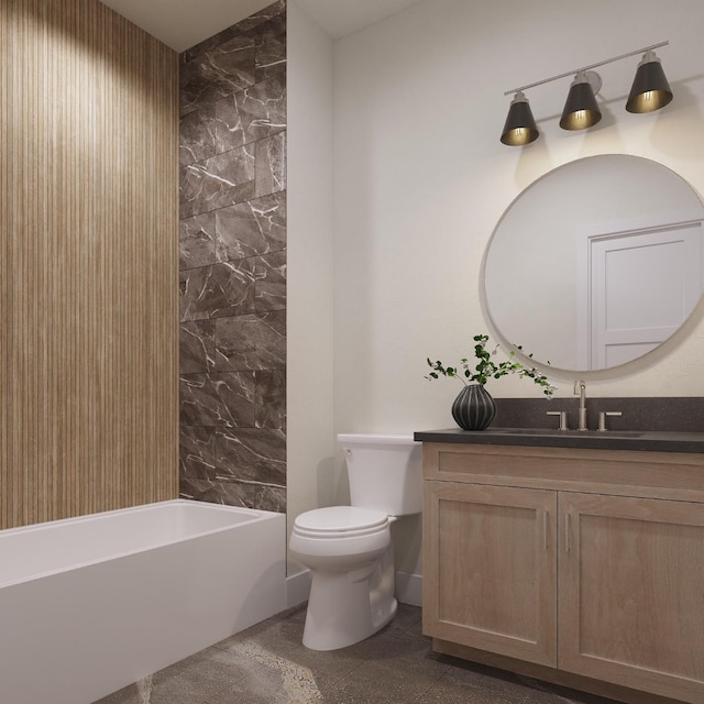 1039 Alexander St, Houston, TX 77008 - full bath with vanity, toilet, shower / washtub combination, and granite floors