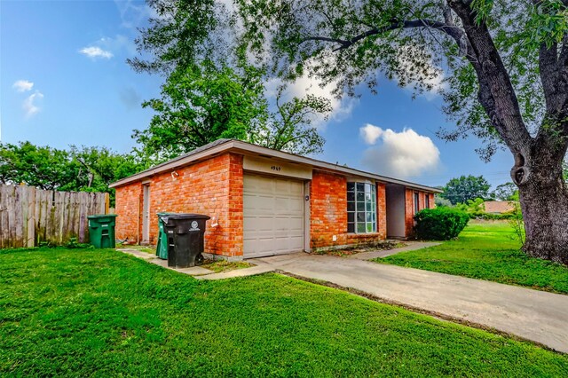 view of property exterior featuring an attached garage, brick siding, and concrete driveway