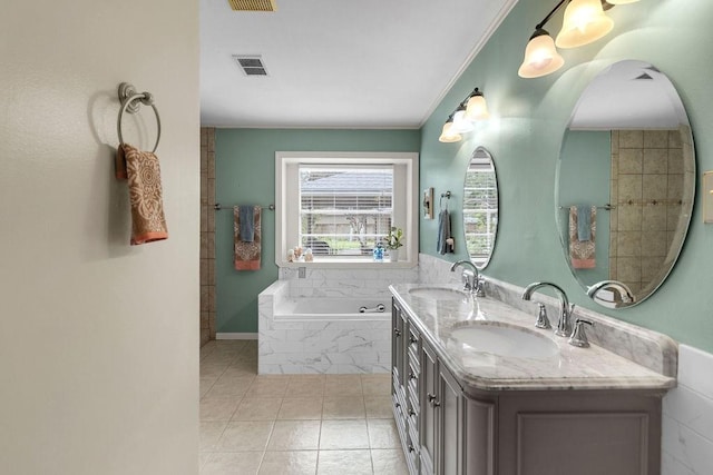 24930 Plantation Estates Ave, Porter, TX 77365 - full bathroom with tile patterned flooring, a bath, and double vanity