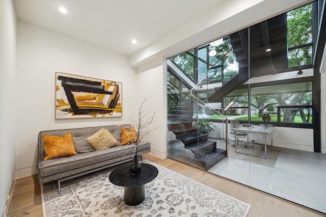 5686 Bayou Glen Rd, Houston, TX 77056 - sitting room with recessed lighting, baseboards, and wood finished floors