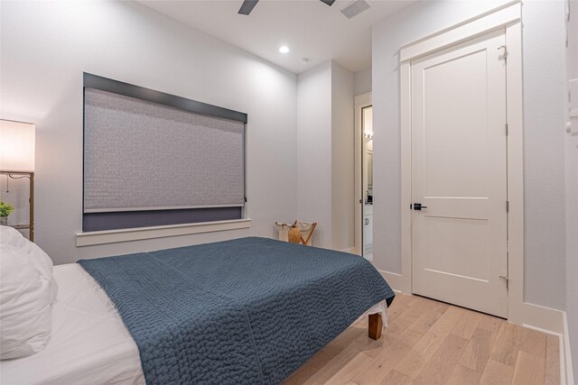 406 Fenn St Unit A, Houston, TX 77018 - bedroom featuring wood finished floors, recessed lighting, and ceiling fan