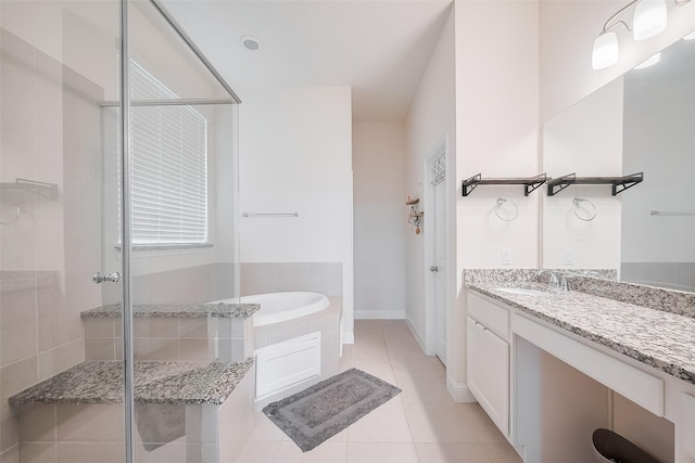 1618 Quail Ridge Dr, Katy, TX 77493 - full bath with tile patterned flooring, a bath, a stall shower, and vanity