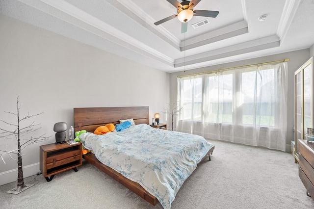 2723 Camellia Ave, Brookshire, TX 77423 - carpeted bedroom featuring a tray ceiling and a ceiling fan
