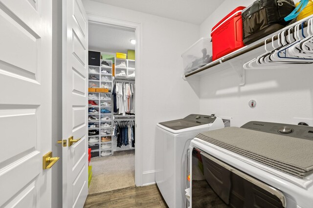 2723 Camellia Ave, Brookshire, TX 77423 - washroom with washer and dryer and wood finished floors
