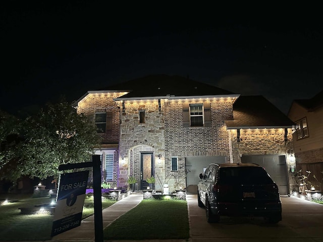 2723 Camellia Ave, Brookshire, TX 77423 - view of front of house featuring concrete driveway, stone siding, and brick siding