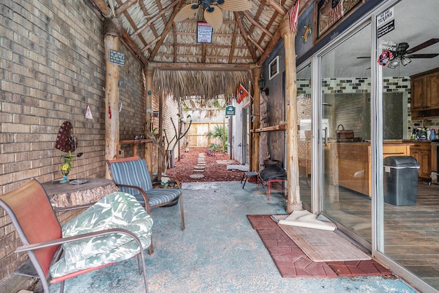 1727 Plumbwood Way, Houston, TX 77058 - view of patio / terrace with ceiling fan and a gazebo