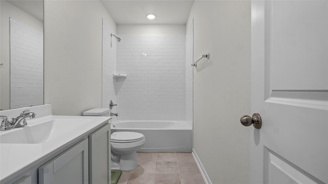 22218 Delphin Grove Dr, Hockley, TX 77447 - full bath with toilet, vanity, tile patterned flooring, shower / bathtub combination, and baseboards