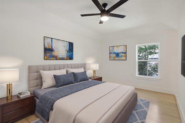 6291/2 Rancho Bauer Dr, Houston, TX 77079 - bedroom with light wood-style floors, baseboards, and a ceiling fan