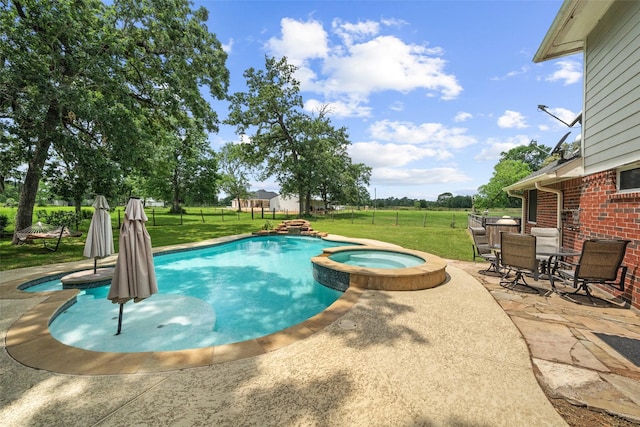 996 Scroggins Ln, Waller, TX 77484 - view of swimming pool with a gazebo, a patio, a pool with connected hot tub, and outdoor dining space