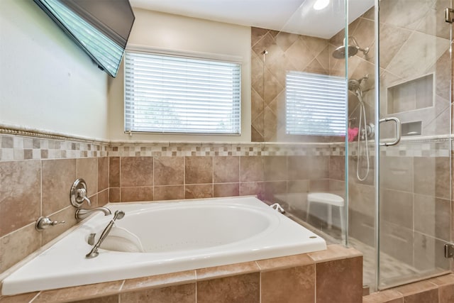 15223 Hillside Park Way, Cypress, TX 77433 - bathroom featuring a shower stall and a bath