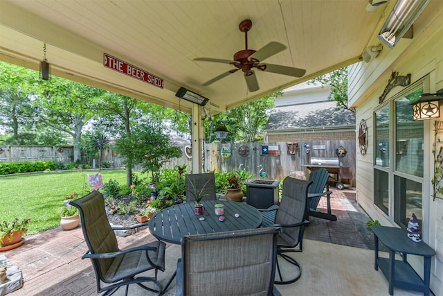 15223 Hillside Park Way, Cypress, TX 77433 - view of patio / terrace featuring ceiling fan and outdoor dining area