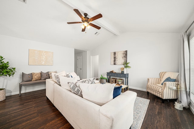 living area with ceiling fan, wood finished floors, and baseboards