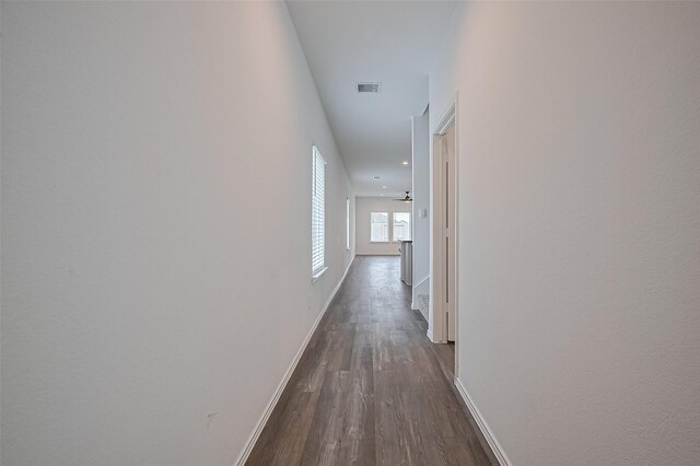 5422 Evergreen Heights Ln, Spring, TX 77373 - hallway featuring dark wood-style flooring and baseboards