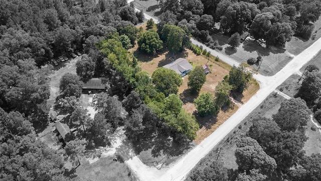 aerial view of a heavily wooded area