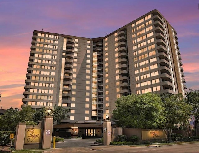 view of property at dusk