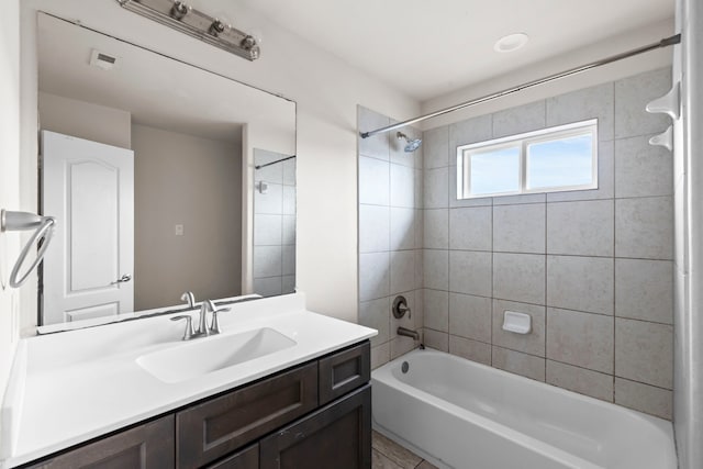 10015 Chase Ct, Baytown, TX 77521 - bathroom with shower / bath combination, vanity, and tile patterned floors