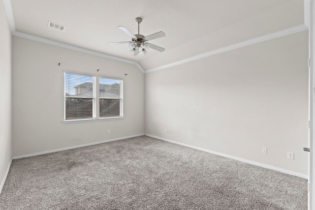 10015 Chase Ct, Baytown, TX 77521 - unfurnished room featuring crown molding, a ceiling fan, carpet floors, and baseboards