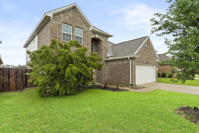 10015 Chase Ct, Baytown, TX 77521 - traditional home featuring brick siding, driveway, a garage, and roof with shingles