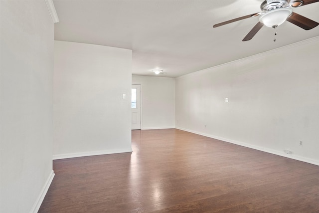 11 Highland Dr, Hitchcock, TX 77563 - empty room featuring wood finished floors, a ceiling fan, baseboards, and ornamental molding
