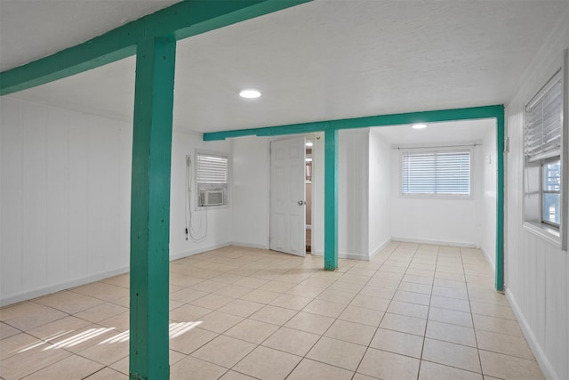 11 Highland Dr, Hitchcock, TX 77563 - foyer featuring light tile patterned floors, baseboards, recessed lighting, and cooling unit