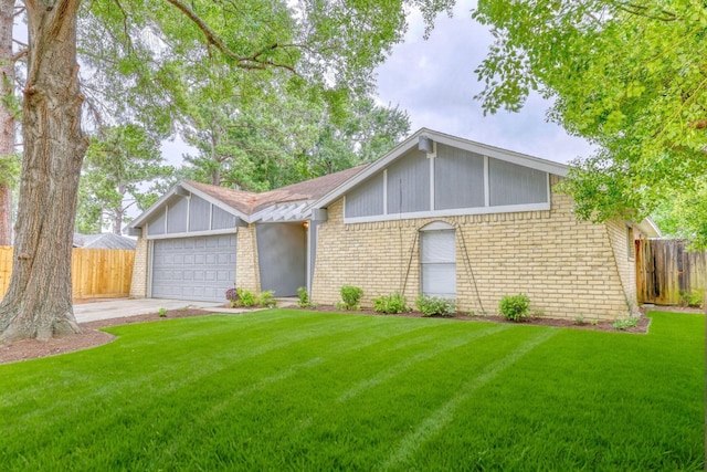 24011 Lone Elm Dr, Spring, TX 77373 - mid-century inspired home with brick siding, a garage, and concrete driveway