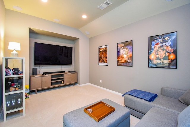 5006 Isidore Ln, Missouri City, TX 77459 - living area with light colored carpet, baseboards, recessed lighting, and vaulted ceiling