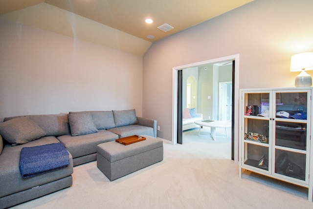 5006 Isidore Ln, Missouri City, TX 77459 - living area featuring vaulted ceiling and carpet floors