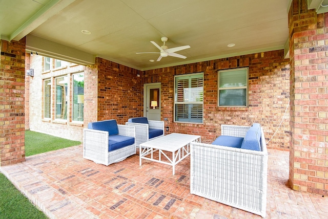 5006 Isidore Ln, Missouri City, TX 77459 - view of patio / terrace with ceiling fan and outdoor lounge area