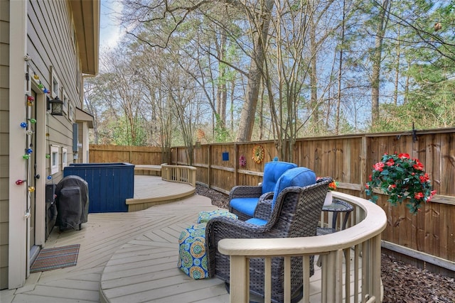 70 Harvest Wind Pl, The Woodlands, TX 77382 - deck with a fenced backyard