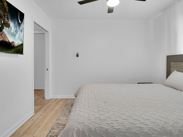 507 Patricia, San Antonio, TX 78216 - bedroom featuring light wood-style floors, baseboards, and ceiling fan